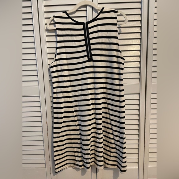 White + Warren Sleeveless Striped Cotton Shift Dress - Picture 4 of 4